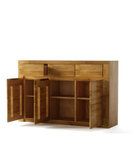 Komoda Bruno 10, trzydrzwiowa z szufladami, front dąb lity olejowany, SIUDY