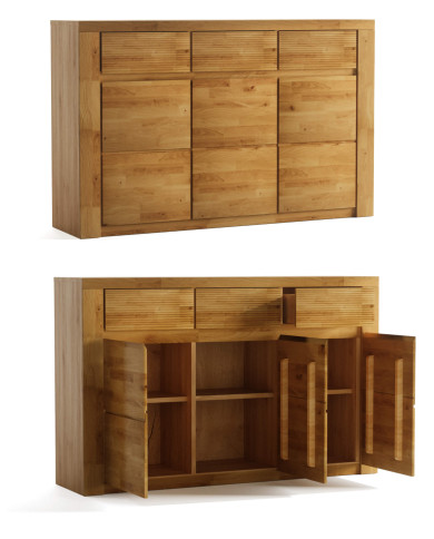 Komoda Bruno 10, trzydrzwiowa z szufladami, front dąb lity olejowany, SIUDY