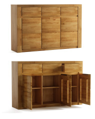 Komoda Bruno 10, trzydrzwiowa z szufladami, front dąb lity olejowany, SIUDY