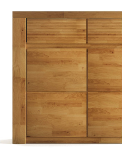 Komoda Bruno 10, trzydrzwiowa z szufladami, front dąb lity olejowany, SIUDY