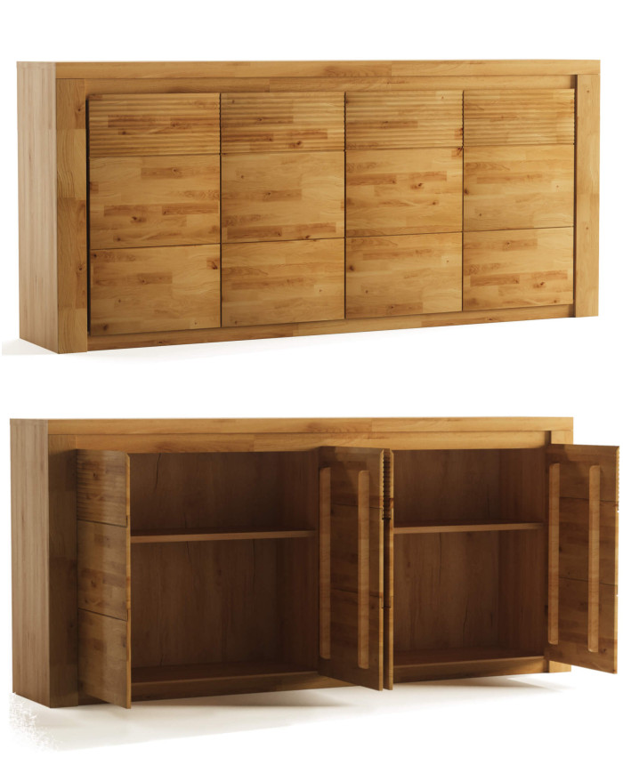 Komoda Bruno 19, czterodrzwiowa, front dąb lity olejowany, SIUDY