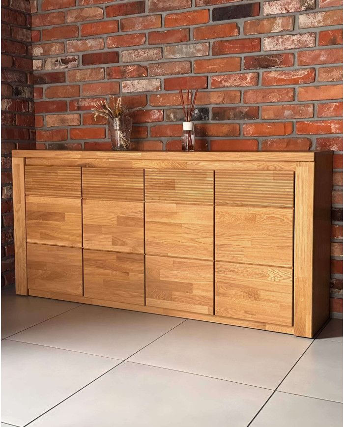 Komoda Bruno 19, czterodrzwiowa, front dąb lity olejowany, SIUDY
