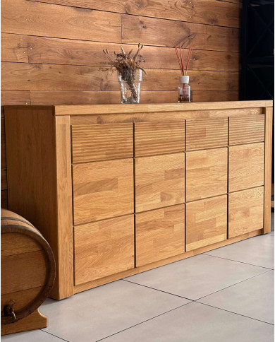 Komoda Bruno 19, czterodrzwiowa, front dąb lity olejowany, SIUDY