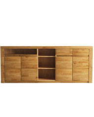 Komoda Bruno 35, czterodrzwiowa z regałem i szufladami, front dąb lity olejowany, SIUDY