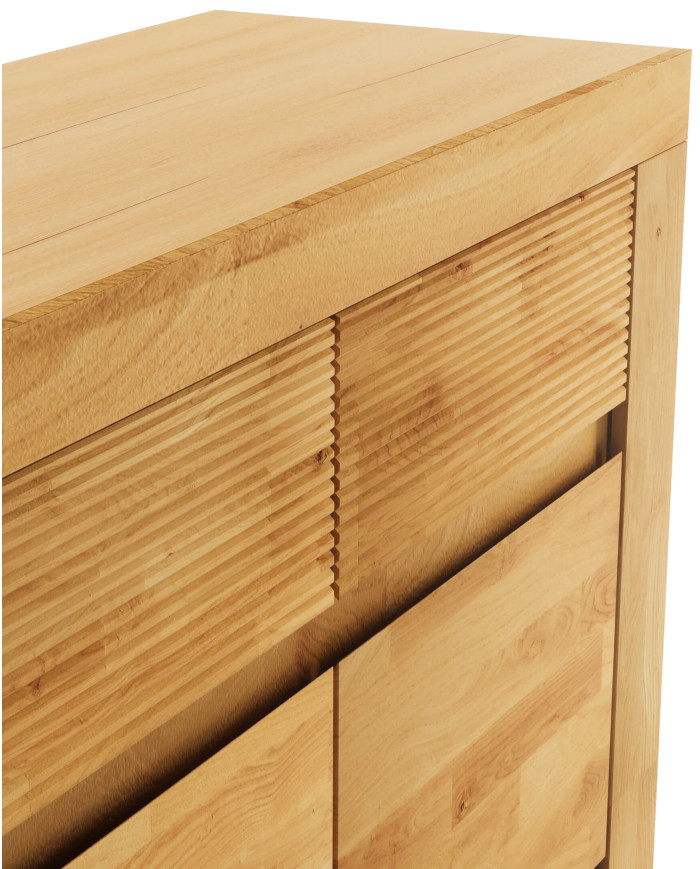 Komoda Bruno 35, czterodrzwiowa z regałem i szufladami, front dąb lity olejowany, SIUDY