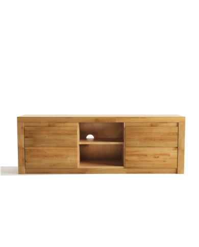 Szafka RTV Bruno 41, z drzwiami i wnęką na sprzęt, front lity dąb olejowany, SIUDY