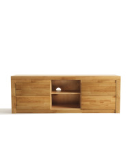 Szafka RTV Bruno 41, z drzwiami i wnęką na sprzęt, front lity dąb olejowany, SIUDY