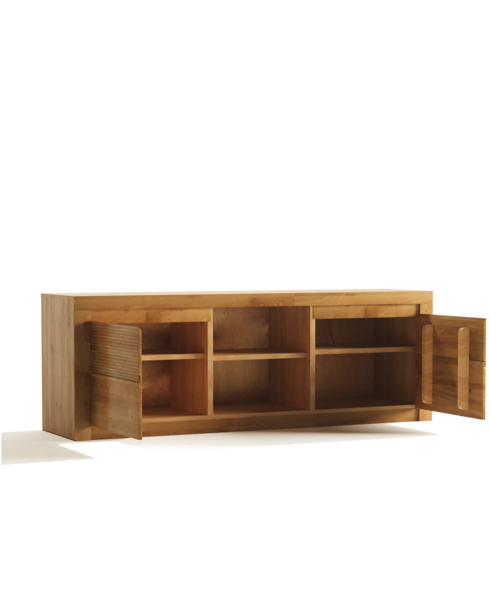 Szafka RTV Bruno 41, z drzwiami i wnęką na sprzęt, front lity dąb olejowany, SIUDY