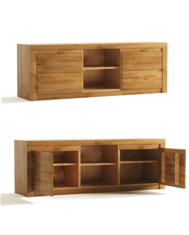 Szafka RTV Bruno 41, z drzwiami i wnęką na sprzęt, front lity dąb olejowany, SIUDY