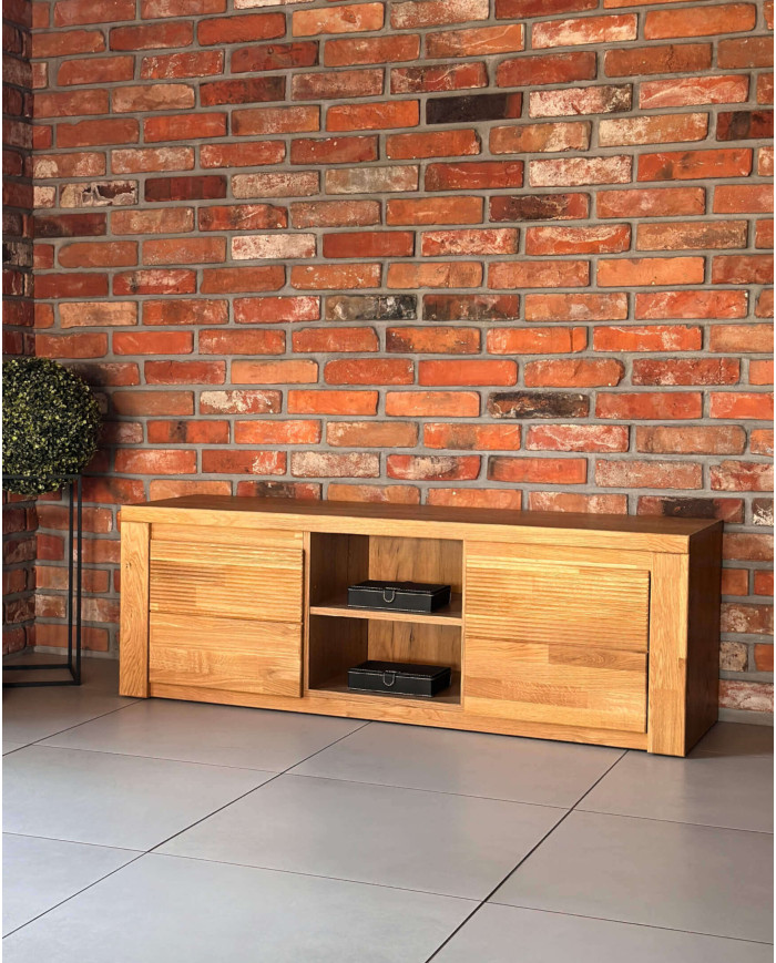 Szafka RTV Bruno 41, z drzwiami i wnęką na sprzęt, front lity dąb olejowany, SIUDY