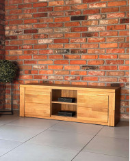 Szafka RTV Bruno 41, z drzwiami i wnęką na sprzęt, front lity dąb olejowany, SIUDY