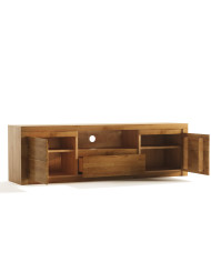 Szafka RTV Bruno 44, z drzwiami, szufladą i wnęką na sprzęt, front lity dąb olejowany, SIUDY