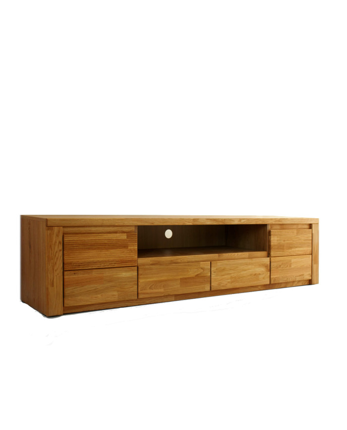 Szafka RTV Bruno 48, z drzwiami, szufladą i wnęką na sprzęt, front lity dąb olejowany, SIUDY