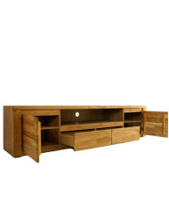 Szafka RTV Bruno 48, z drzwiami, szufladą i wnęką na sprzęt, front lity dąb olejowany, SIUDY