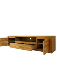 Szafka RTV Bruno 48, z drzwiami, szufladą i wnęką na sprzęt, front lity dąb olejowany, SIUDY