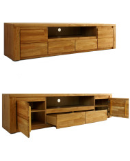 Szafka RTV Bruno 48, z drzwiami, szufladą i wnęką na sprzęt, front lity dąb olejowany, SIUDY