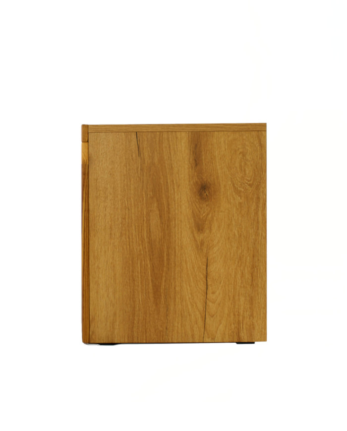 Szafka RTV Bruno 48, z drzwiami, szufladą i wnęką na sprzęt, front lity dąb olejowany, SIUDY