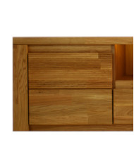 Szafka RTV Bruno 48, z drzwiami, szufladą i wnęką na sprzęt, front lity dąb olejowany, SIUDY