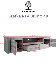 Szafka RTV Bruno 48, z drzwiami, szufladą i wnęką na sprzęt, front lity dąb olejowany, SIUDY