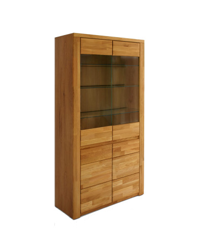 Witryna wysoka Bruno 72, dwudrzwiowa, przeszklona, front lity dąb olejowany, SIUDY