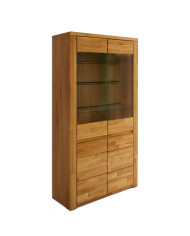 Witryna wysoka Bruno 72, dwudrzwiowa, przeszklona, front lity dąb olejowany, SIUDY