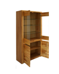 Witryna wysoka Bruno 72, dwudrzwiowa, przeszklona, front lity dąb olejowany, SIUDY