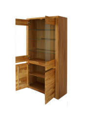 Witryna wysoka Bruno 72, dwudrzwiowa, przeszklona, front lity dąb olejowany, SIUDY