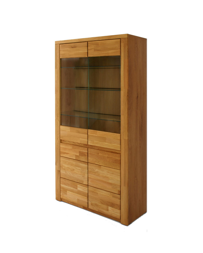 Witryna wysoka Bruno 72, dwudrzwiowa, przeszklona, front lity dąb olejowany, SIUDY