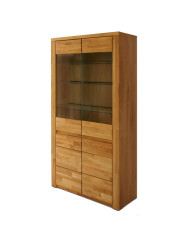 Witryna wysoka Bruno 72, dwudrzwiowa, przeszklona, front lity dąb olejowany, SIUDY