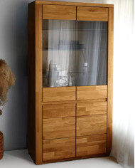 Witryna wysoka Bruno 72, dwudrzwiowa, przeszklona, front lity dąb olejowany, SIUDY