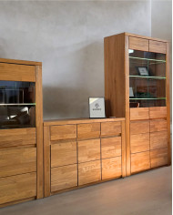 Witryna wysoka Bruno 72, dwudrzwiowa, przeszklona, front lity dąb olejowany, SIUDY