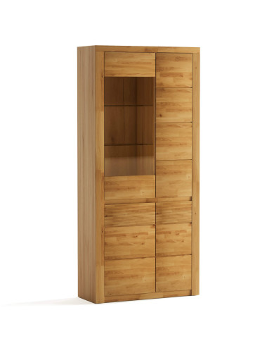 Witryna wysoka Bruno 73, czterodrzwiowa, przeszklona, front lity dąb olejowany, SIUDY