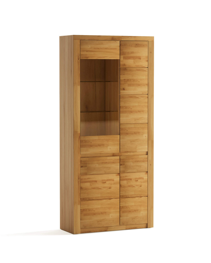 Witryna wysoka Bruno 73, czterodrzwiowa, przeszklona, front lity dąb olejowany, SIUDY