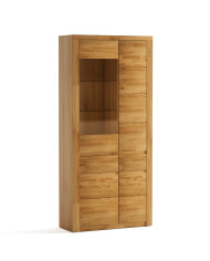 Witryna wysoka Bruno 73, czterodrzwiowa, przeszklona, front lity dąb olejowany, SIUDY