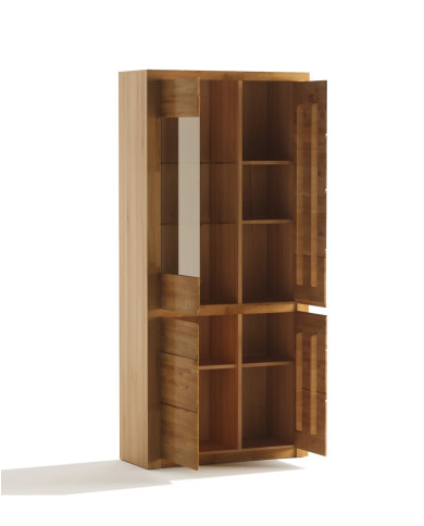 Witryna wysoka Bruno 73, czterodrzwiowa, przeszklona, front lity dąb olejowany, SIUDY