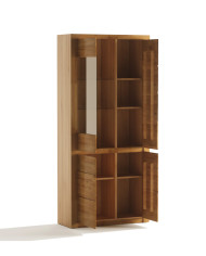 Witryna wysoka Bruno 73, czterodrzwiowa, przeszklona, front lity dąb olejowany, SIUDY