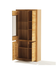 Witryna wysoka Bruno 73, czterodrzwiowa, przeszklona, front lity dąb olejowany, SIUDY