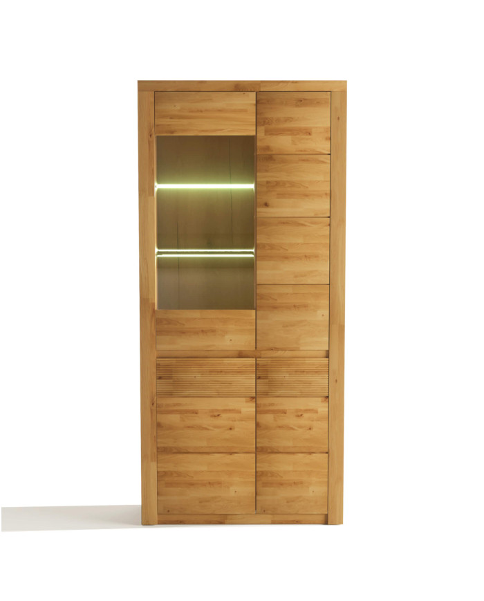 Witryna wysoka Bruno 73, czterodrzwiowa, przeszklona, front lity dąb olejowany, SIUDY