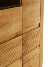 Witryna wysoka Bruno 73, czterodrzwiowa, przeszklona, front lity dąb olejowany, SIUDY