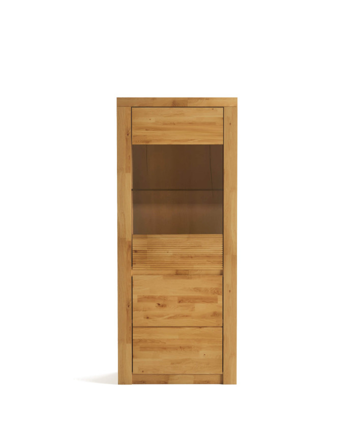 Witryna niska Bruno 81, dwudrzwiowa, przeszklona, front lity dąb olejowany, SIUDY
