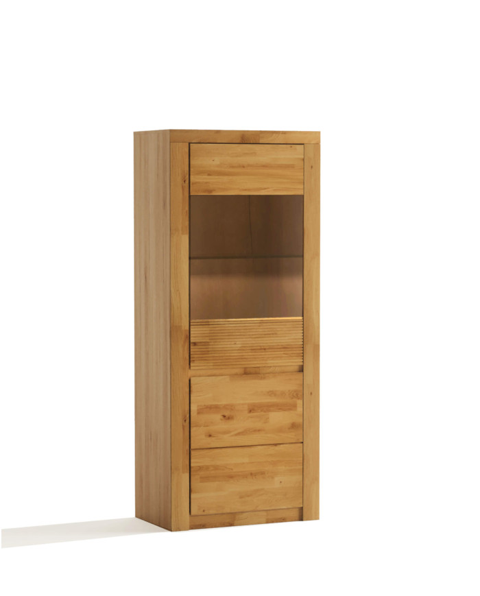 Witryna niska Bruno 81, dwudrzwiowa, przeszklona, front lity dąb olejowany, SIUDY