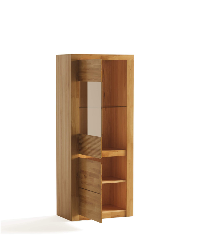 Witryna niska Bruno 81, dwudrzwiowa, przeszklona, front lity dąb olejowany, SIUDY