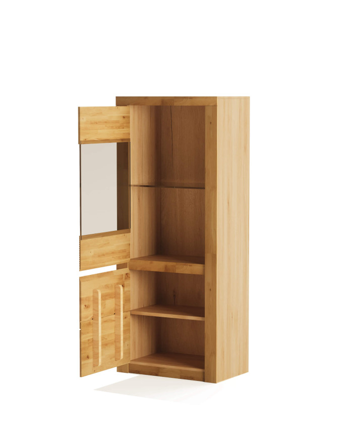 Witryna niska Bruno 81, dwudrzwiowa, przeszklona, front lity dąb olejowany, SIUDY