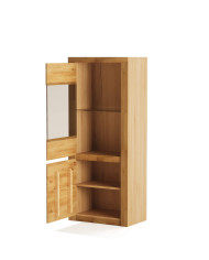 Witryna niska Bruno 81, dwudrzwiowa, przeszklona, front lity dąb olejowany, SIUDY