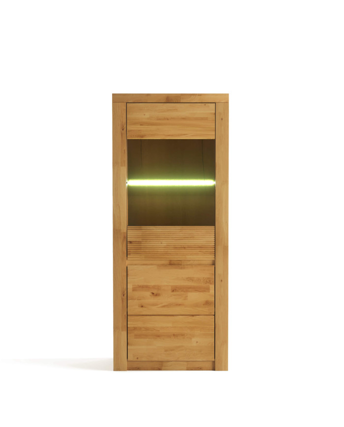 Witryna niska Bruno 81, dwudrzwiowa, przeszklona, front lity dąb olejowany, SIUDY