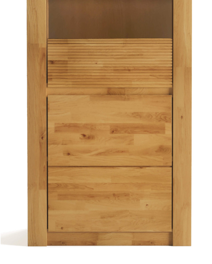Witryna niska Bruno 81, dwudrzwiowa, przeszklona, front lity dąb olejowany, SIUDY