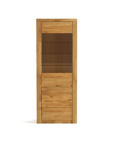Witryna wąska Bruno 90 P, prawa, dwudrzwiowa, przeszklona, front lity dąb olejowany, SIUDY