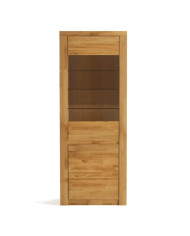 Witryna wąska Bruno 90 P, prawa, dwudrzwiowa, przeszklona, front lity dąb olejowany, SIUDY