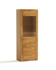 Witryna wąska Bruno 90 P, prawa, dwudrzwiowa, przeszklona, front lity dąb olejowany, SIUDY