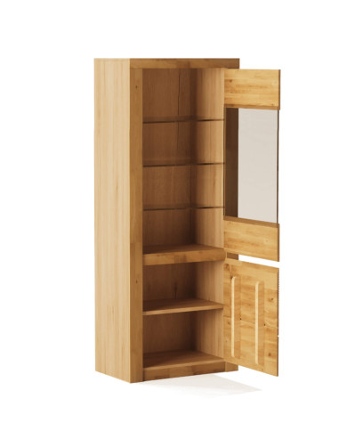 Witryna wąska Bruno 90 P, prawa, dwudrzwiowa, przeszklona, front lity dąb olejowany, SIUDY